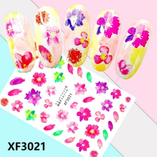 XF3021 3D Self Adhesive Flower Nail Art Sticker 