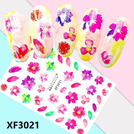 XF3021 3D Self Adhesive Flower Nail Art Sticker 