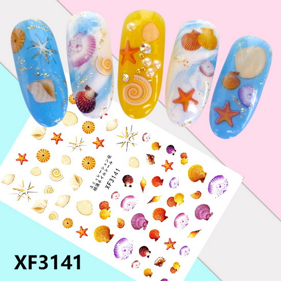 XF3141 3D Self Adhesive Shell Nail Sticker 