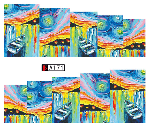 A169-174 Abstract Painting Water Nail Sticker