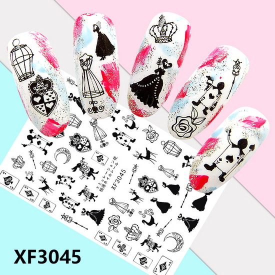 XF3045 3D Self Adhesive Poker Nail Sticker 