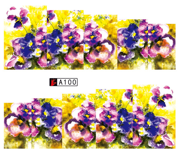 A097-102 Flower Water Nail Sticker