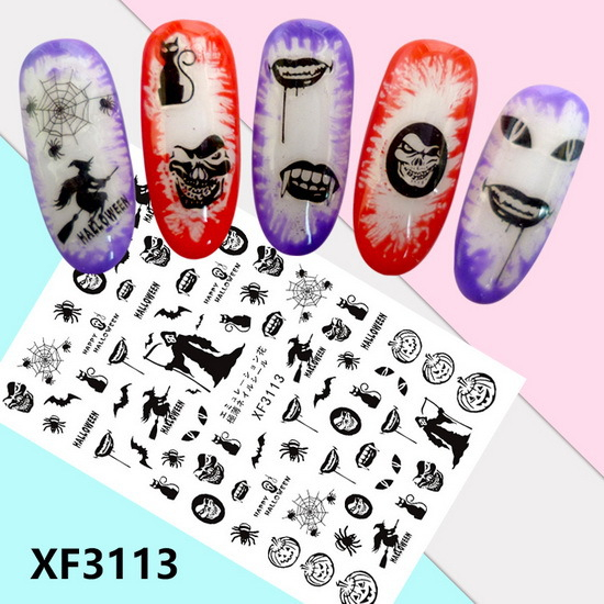 XF3113 3D Self Adhesive Halloween Nail Sticker 