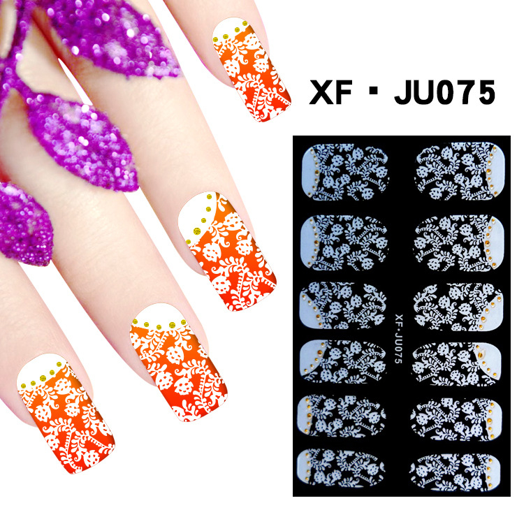 JU075 Full Cover Lace Nail Polish Sticker 