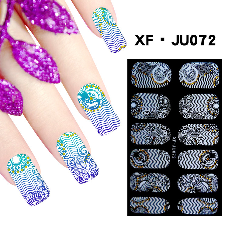JU072 Full Cover Lace Nail Polish Sticker 