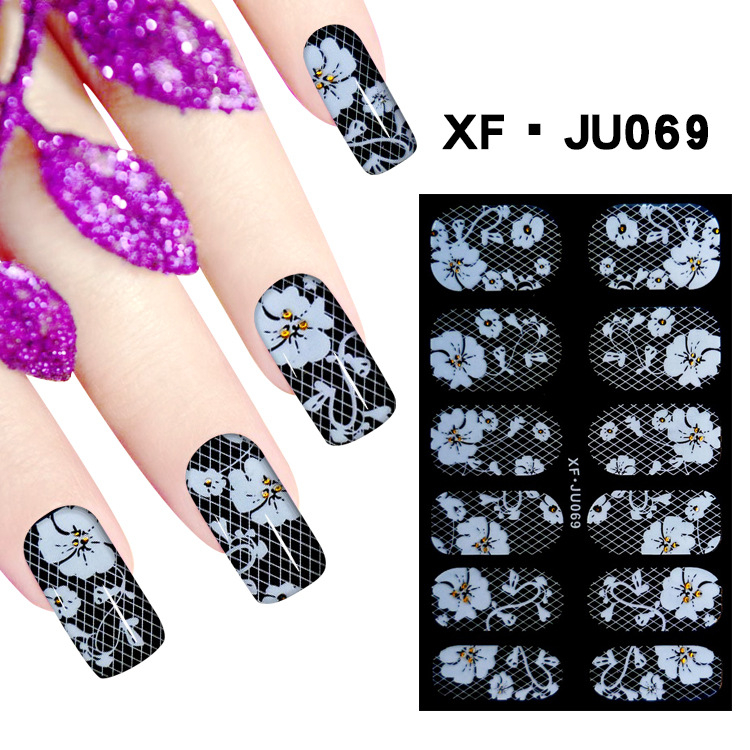 JU069 Full Cover Lace Nail Polish Sticker 