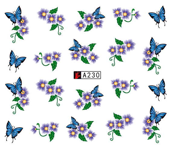 A229-234 Flower Water Nail Sticker