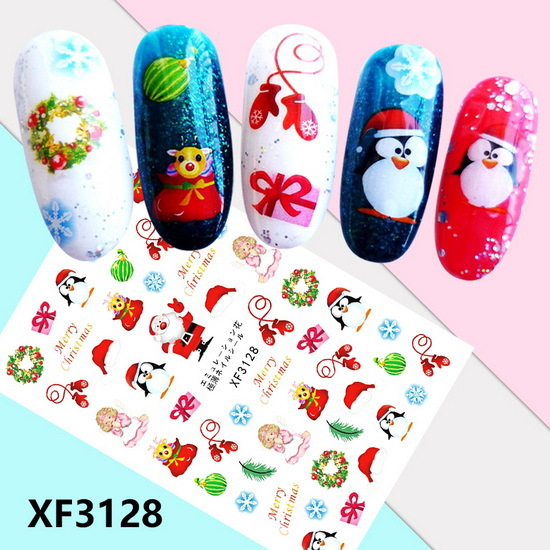 XF3128 3D Self Adhesive Christmas Nail Sticker 