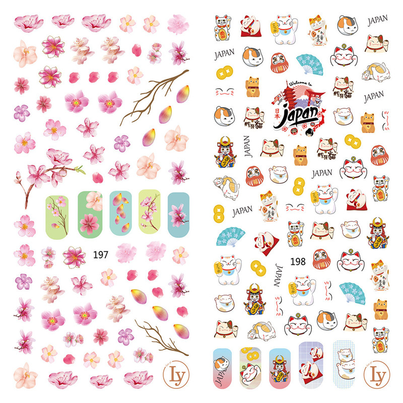 LY197-198 Thin 3D Flower And Madara Nail Sticker