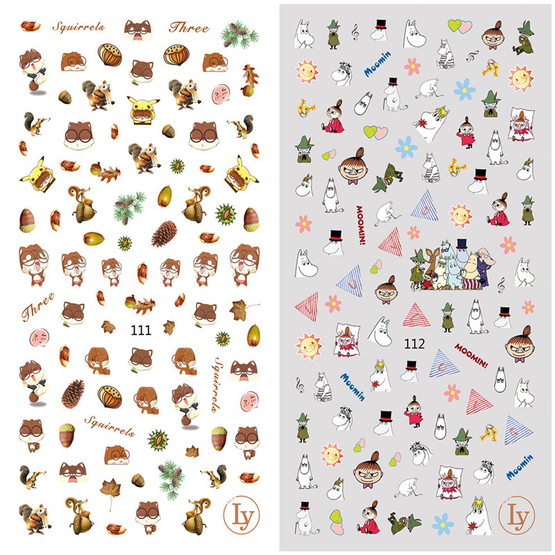 LY111-112 Thin 3D Cartoon Character Nail Sticker