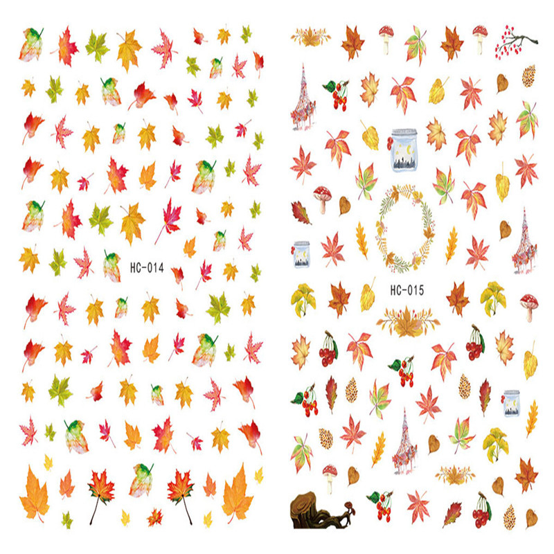 HC014-015 3D Maple Leaf Nail Art Sticker