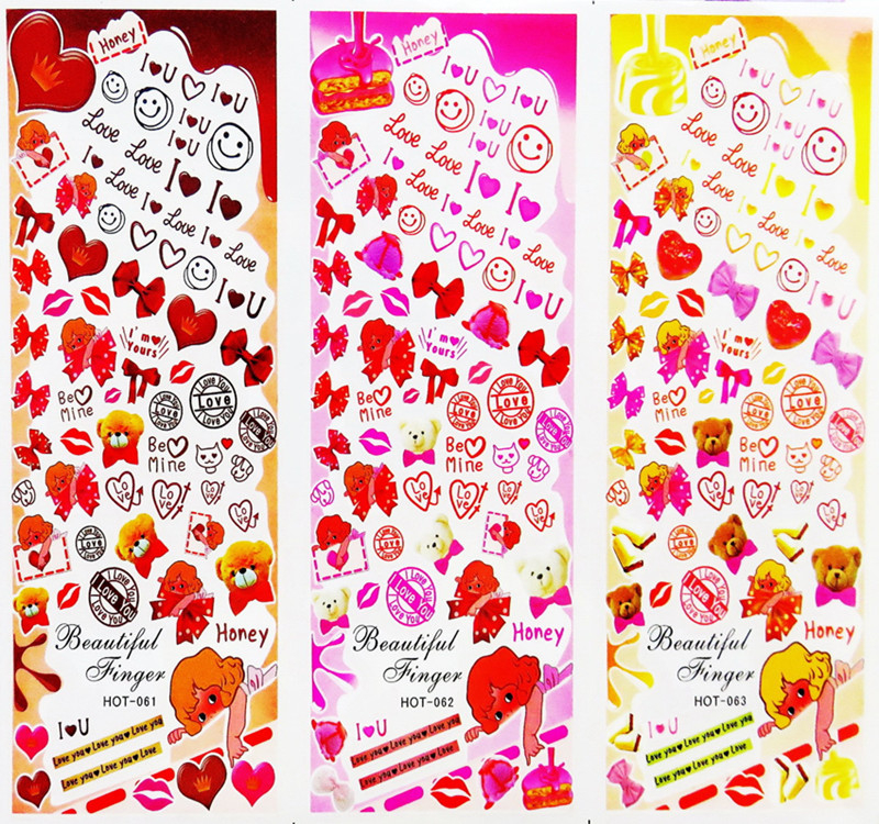 HOT061-063 Heart Water Nail Sticker