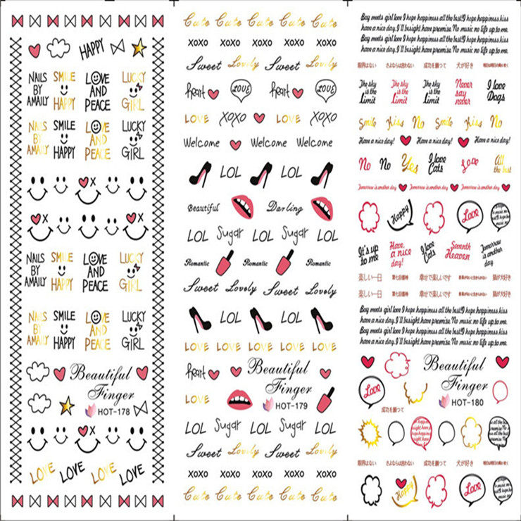 HOT178-180 Words Water Nail Sticker