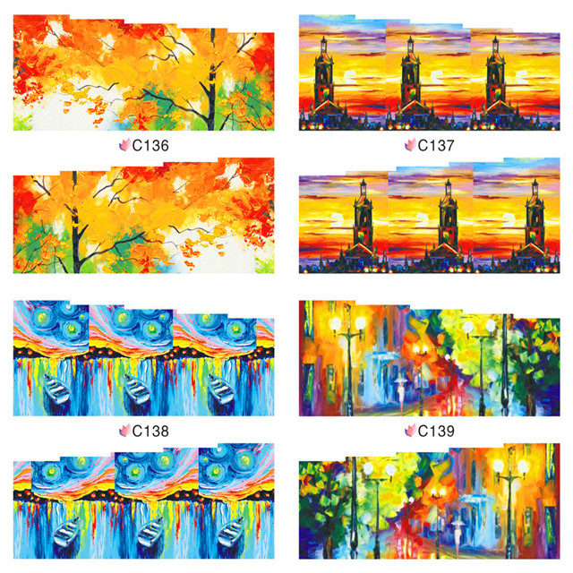 C136-139 Watercolor Painting Water Nail Sticker