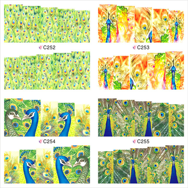C252-255 Peacock Water Nail Sticker