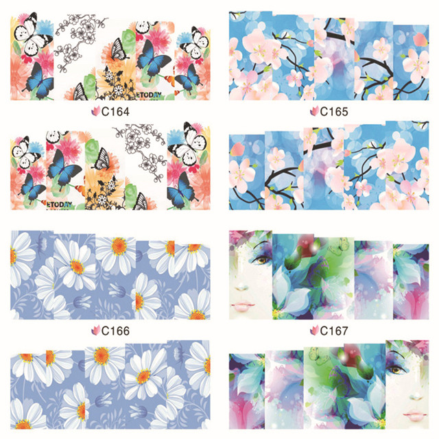 C164-167 Flower And Butterfly Water Nail Sticker