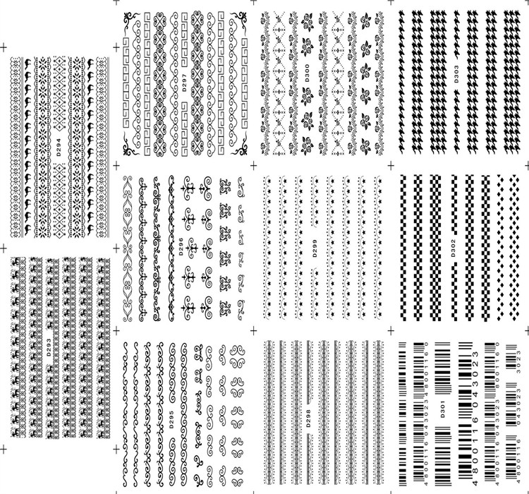 D293-303 Black Water Nail Sticker