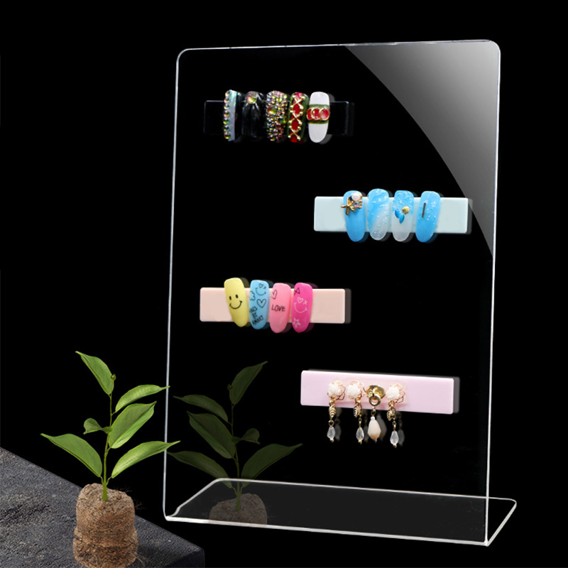 Transparent Acrylic Nail Art Showing Shelf Finished Manicure Works Gel Polish Display Board