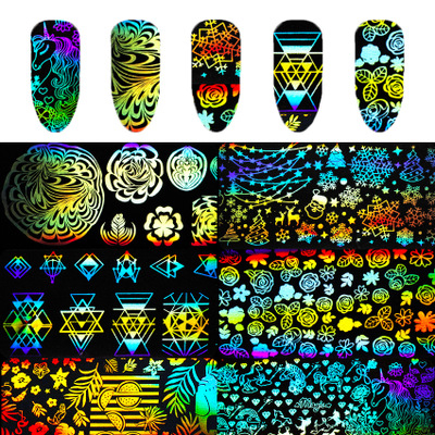 8 Designs Holographic Nail Foil Laser Nail Art Transfer Foil