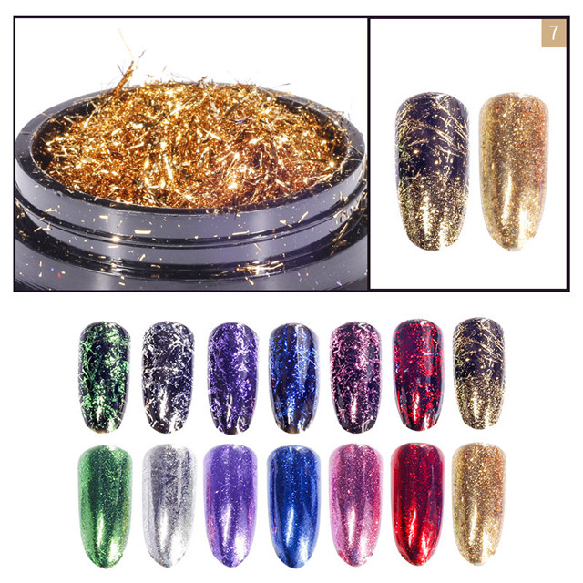 Colorful Platinum Color Foil Wire Nail Mirror Powder