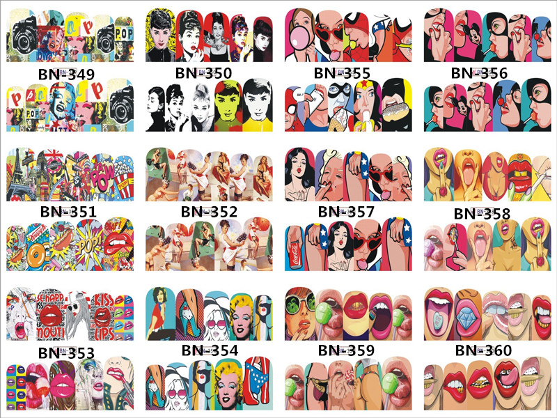 BN349-360 Funny Water Nail Sticker