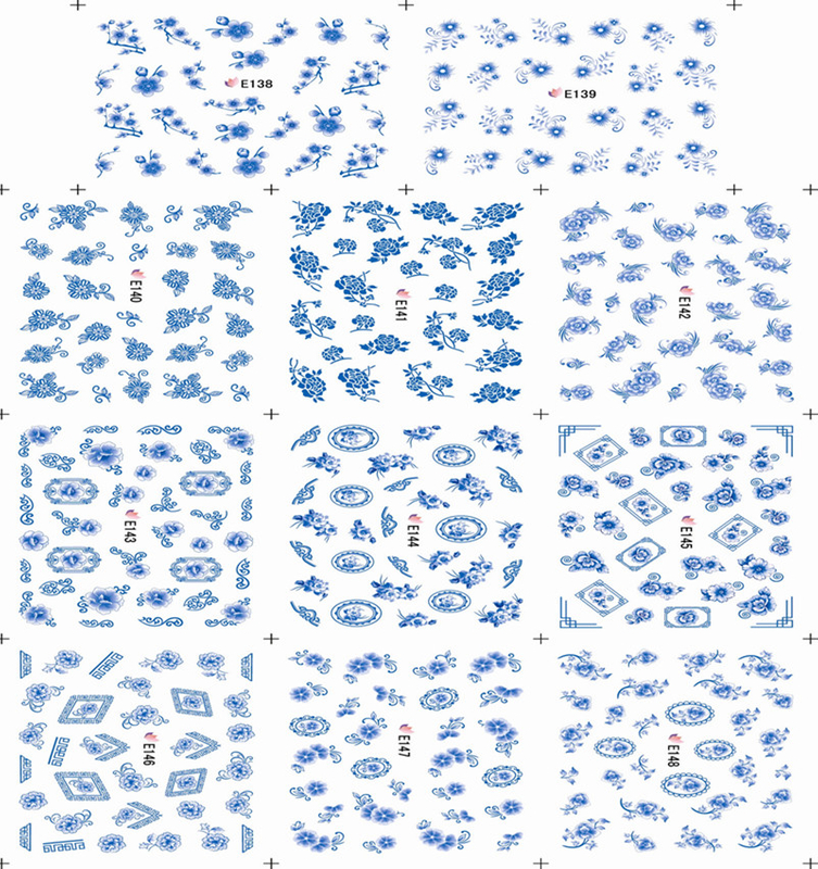 E138-148 3D Blue Flower Simulation Nail Art Sticker
