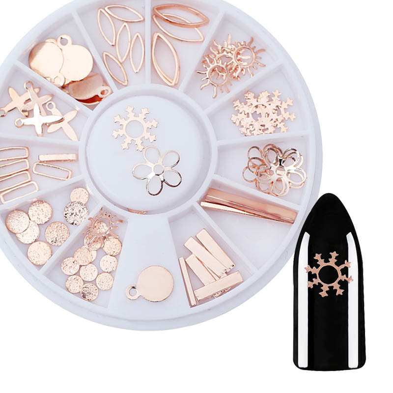 Rose Gold Nail Metal Decoration in Wheel 