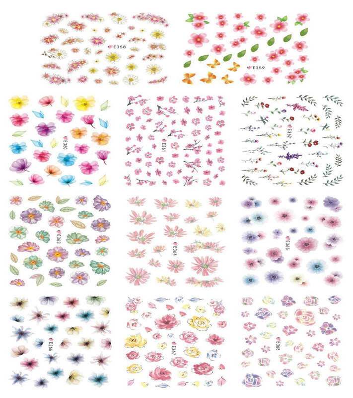 E358-368 3D Flower Simulation Nail Art Sticker
