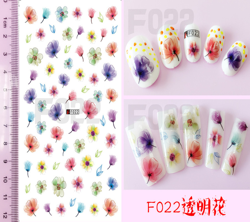 F022 DIY Design 3D Self Adhesive Transparent Flower Nail Art Sticker