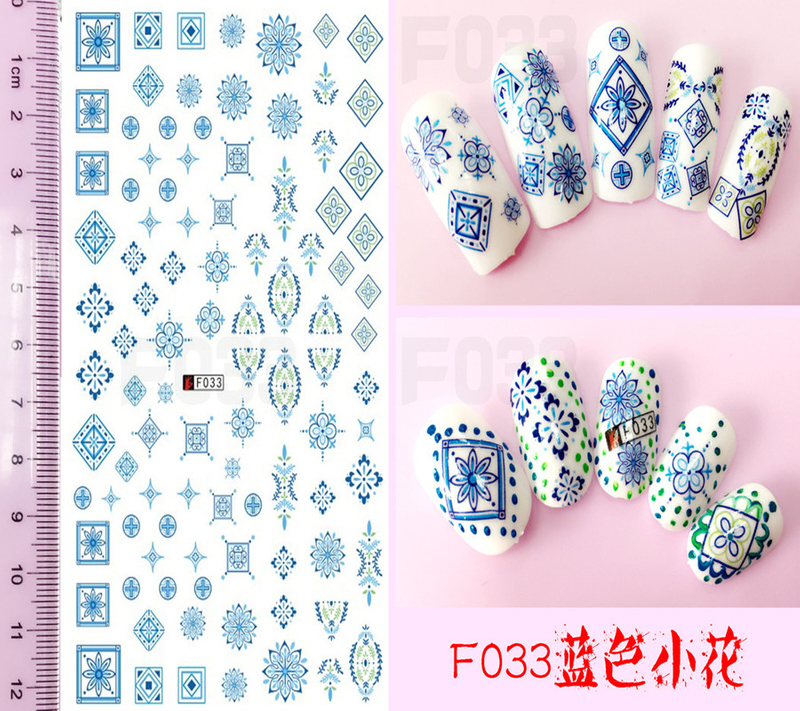 F033 DIY Design 3D Self Adhesive Blue Flower Nail Art Sticker