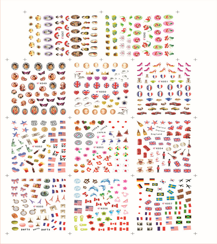 K047-057 3D National Flag Simulation Nail Art Sticker