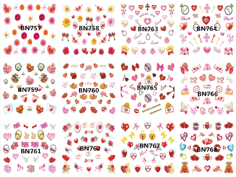 BN757-768 Love Water Nail Sticker