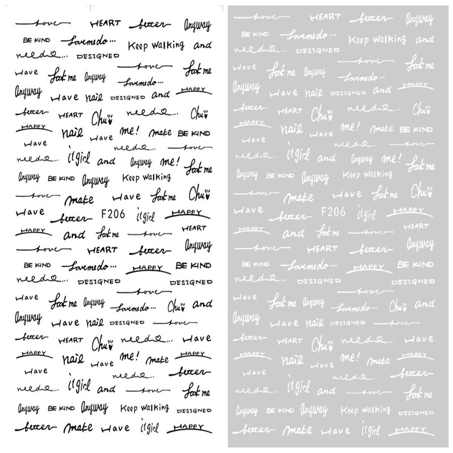 F206 DIY Design 3D Self Adhesive Words Nail Art Sticker