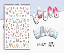 CA-270 3D Watercolor Deer Nail Art Sticker