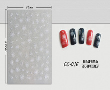 CC-016 3D White Transparent Flower Nail Sticker