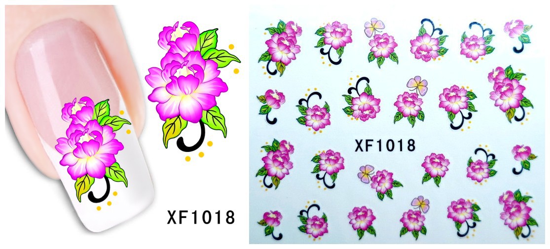XF1013-1018 Flower Water Nail Sticker