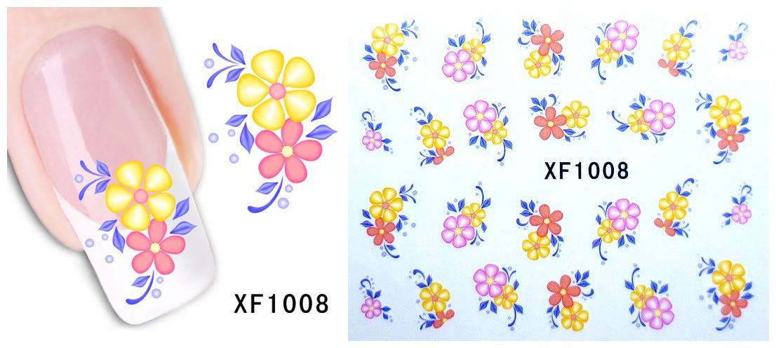 XF1007-1012 Flower Water Nail Sticker