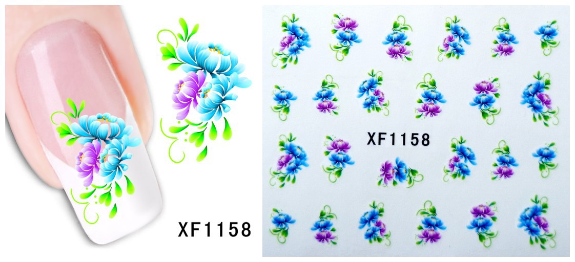 XF1157-1162 Flower Water Nail Sticker