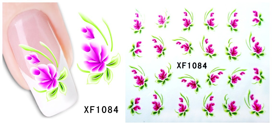 XF1079-1084 Flower Water Nail Sticker