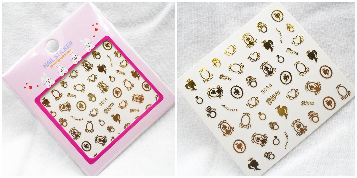 G031-036 3D Gold Nail Art Sticker