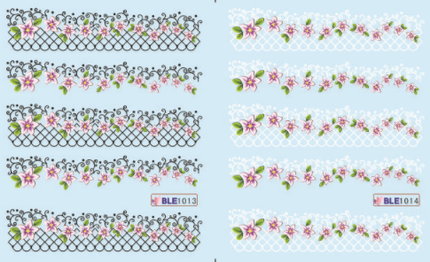 Flower And Stripe Water Nail Sticker