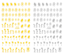 CB-049 3D Coconut Tree And Flowers Nail Art Sticker