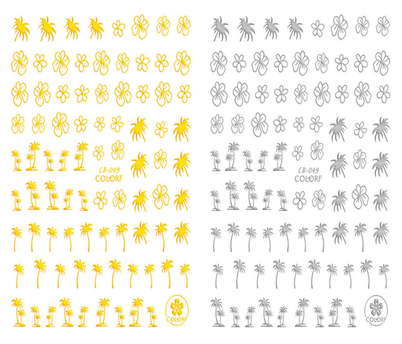 CB-049 3D Coconut Tree And Flowers Nail Art Sticker