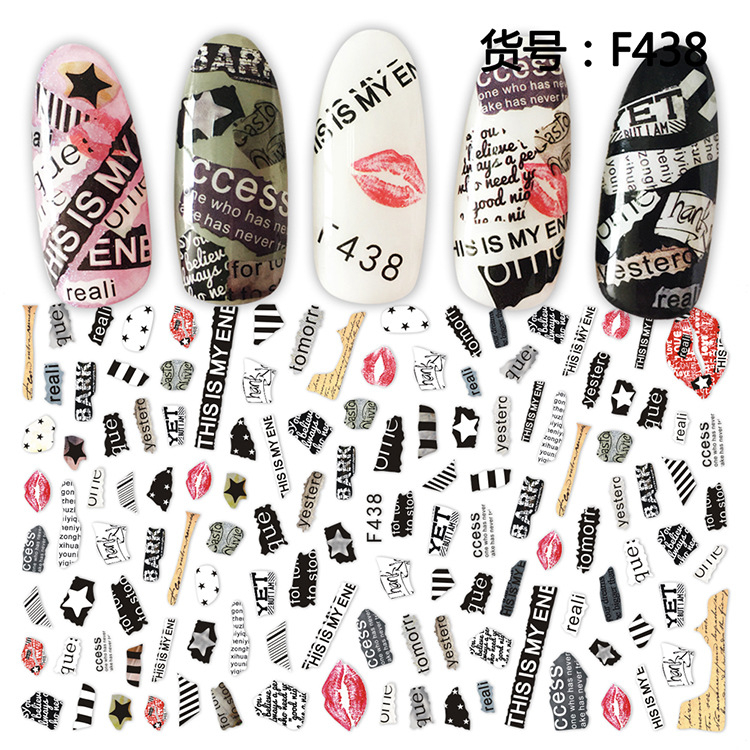F438 DIY Design 3D Self Adhesive Words Nail Art Sticker