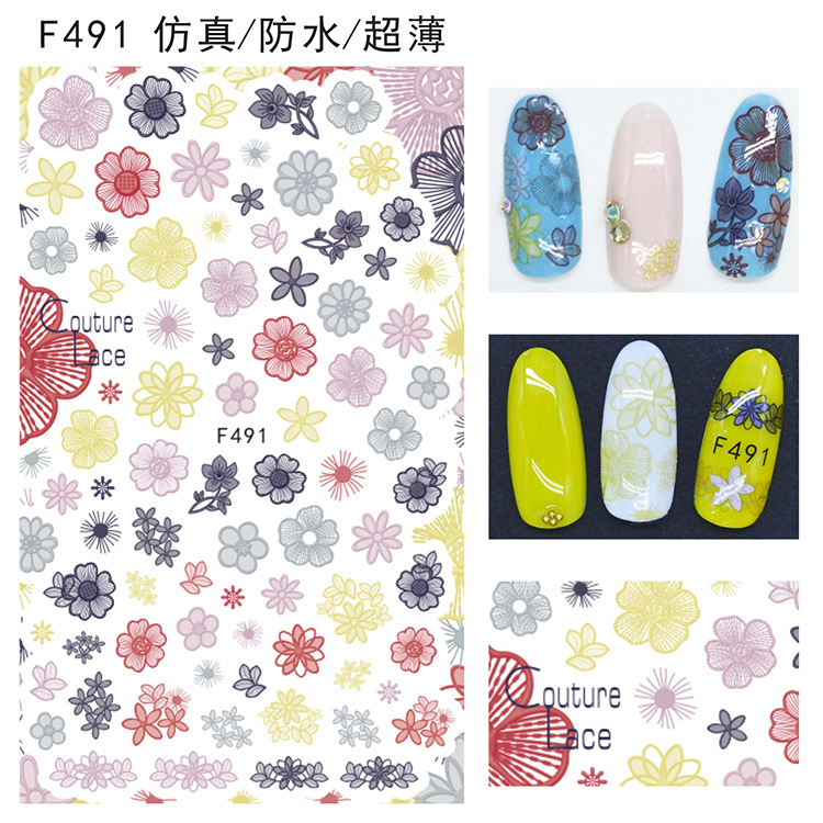 F491 DIY Design 3D Self Adhesive Couture Lace Nail Art Sticker