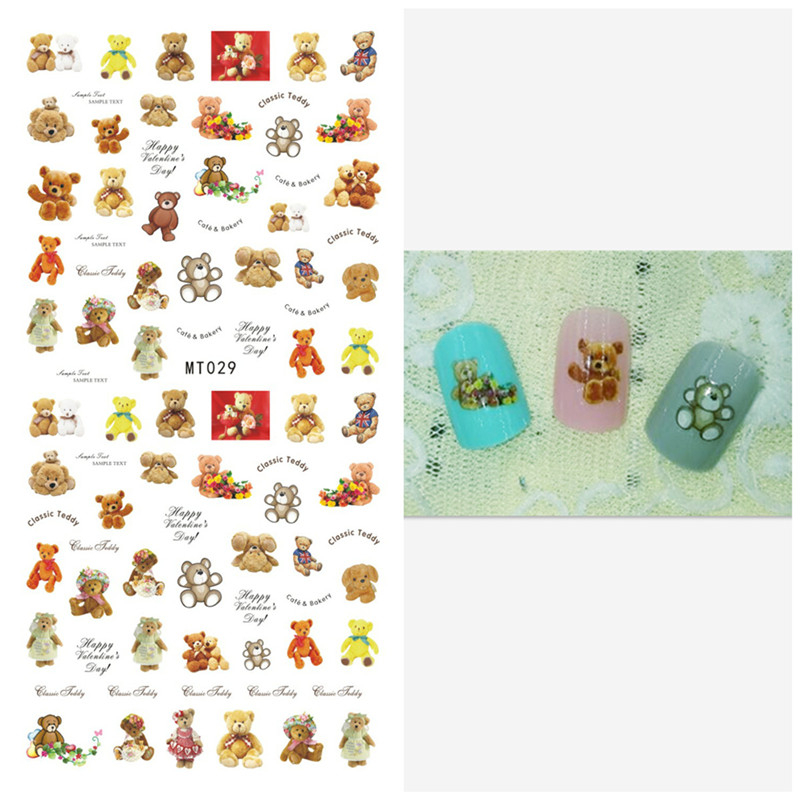 MT028-031 3D Teddy Series Nail Art Sticker