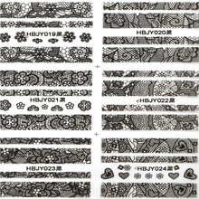 HBJY019-024 Black Lace Nail Art Sticker 