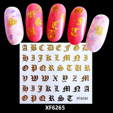 XF6265 3D Gold Metal Nail Art Sticker 