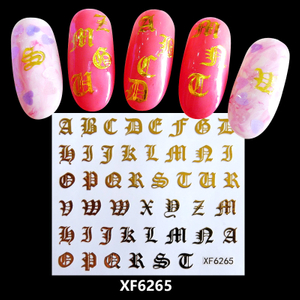 XF6265 3D Gold Metal Nail Art Sticker 
