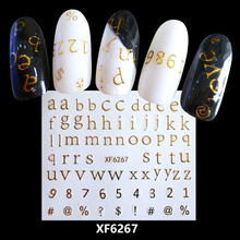 XF6267 3D Gold Metal Nail Art Sticker 